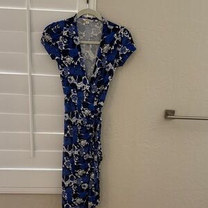 Boden Blue and White Floral Midi Dress